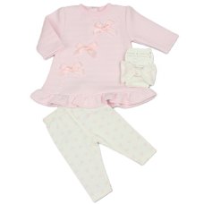N14606: Baby Girls Quilted Dress, Legging & Headband Outfit (0-9 Months)